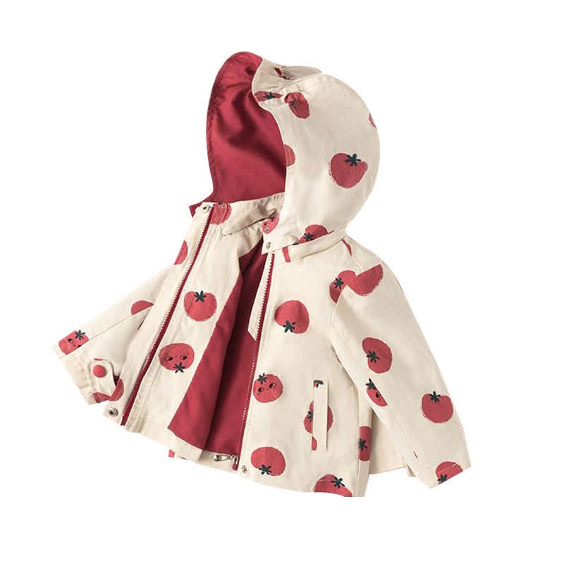 Kid Girl Tomato Hooded Trench Coat - image 7