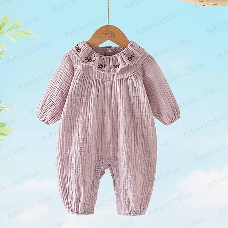 Baby Floral Collar Purple Romper - image 3