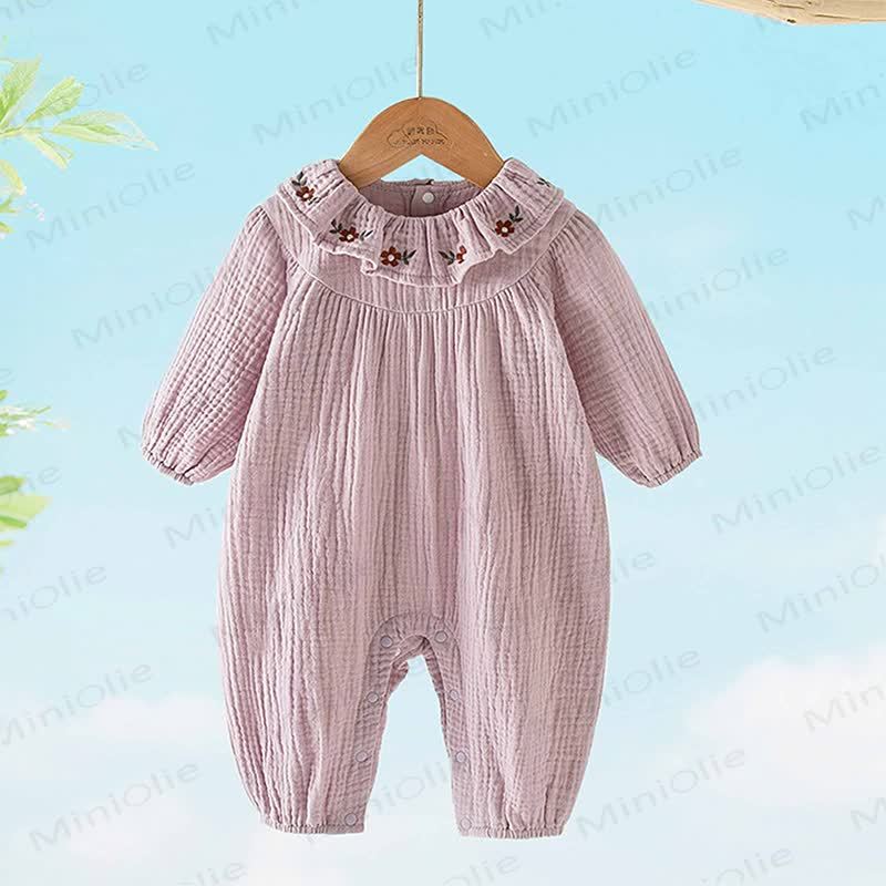 Baby Floral Collar Purple Romper - image 3