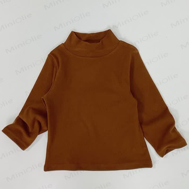 Kid Turtleneck Solid Color T-shirt - Caramel - 8Y - image 5