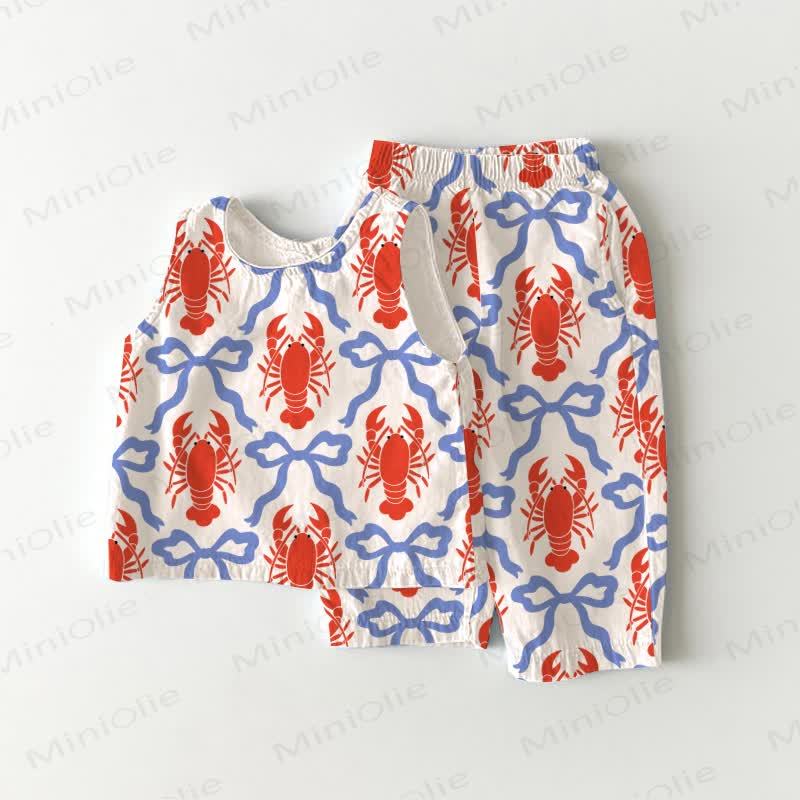 Toddler Lobster and Bowknot Sleeveless 2-piece Set - White - 3-4T - image 1