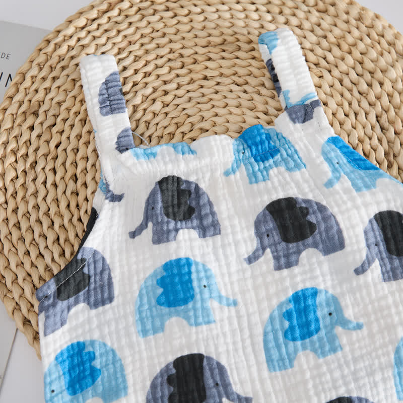 Baby Blue & Grey Elephants Jumpsuit with Hat - image 4