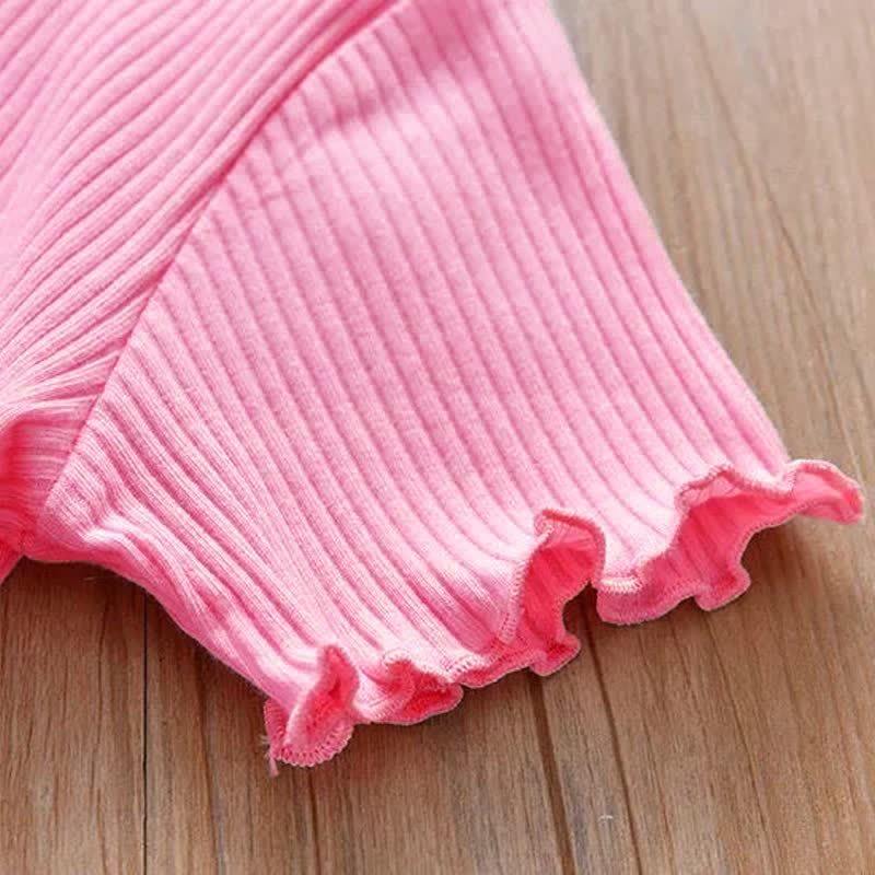 Toddler Baby Girl Ribbed Animal Embroidered Ruffle Trim T-Shirt - image 9