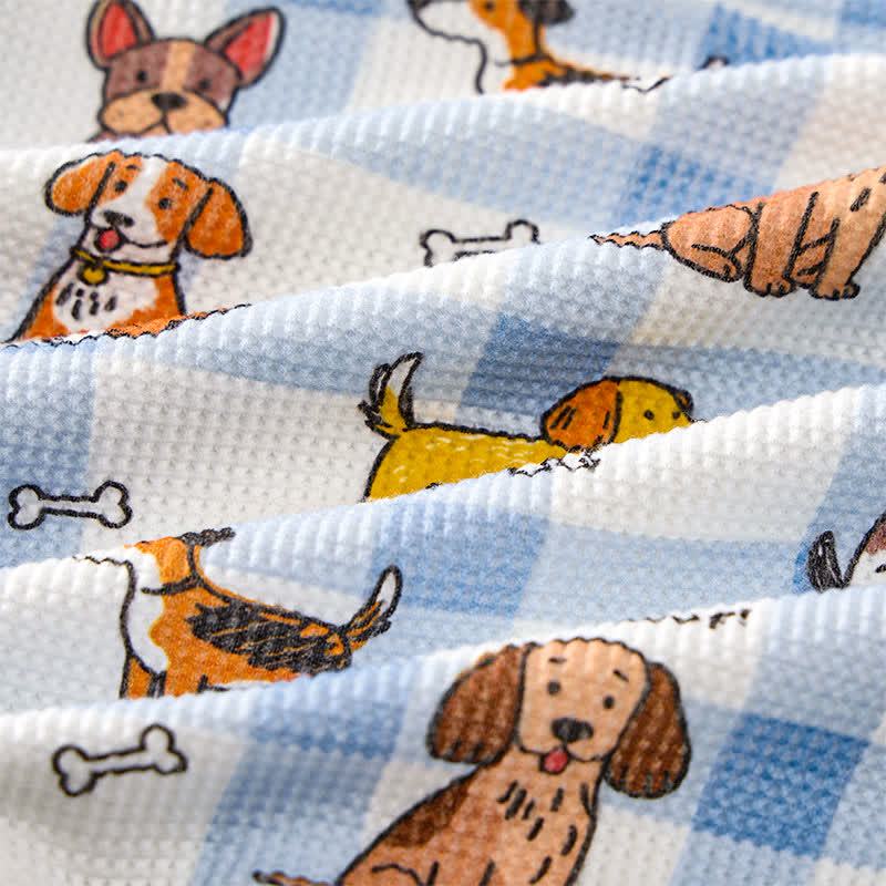 WOOF! Baby Dog Print Blue Plaid Waffle 2-piece Set - image 6