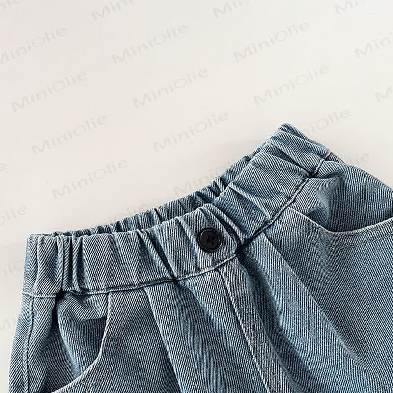 Toddler Boys Solid Color Washed Denim Pants - image 7