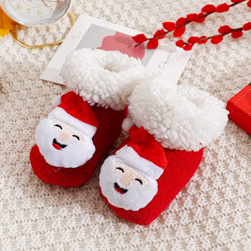 Baby Santa Claus Tree Reindeer Sherpa Floor Socks - Smile Santa Claus - 1-3T - image 9
