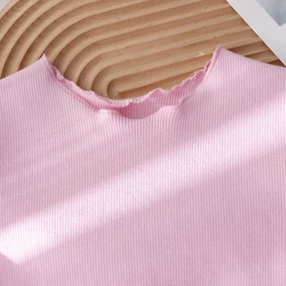 Toddler Baby Girl Pink&Beige Ribbed Top and Floral Shorts 2-piece Set - image 4