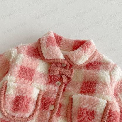 Baby Toddler Girl Fleece Red White Check Outerwear & Pants - image 10