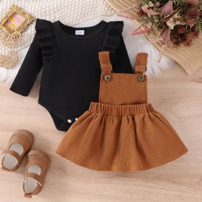 Baby Girl Solid Color Romper Sleeveless Dress - Black - 12-18M - image 2