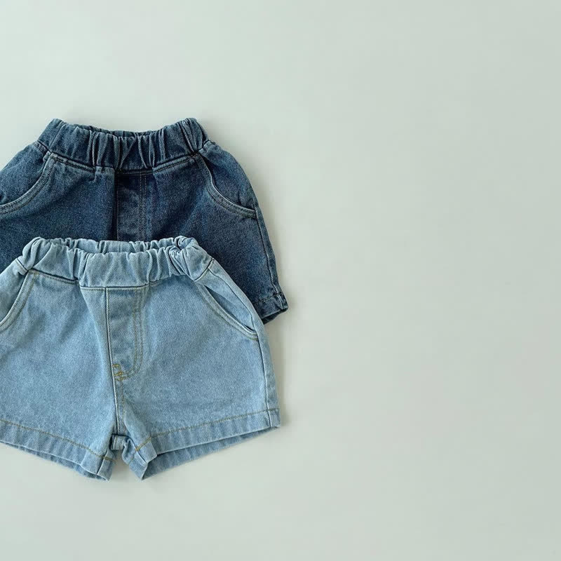 Toddler Solid Color Denim Shorts - image 3