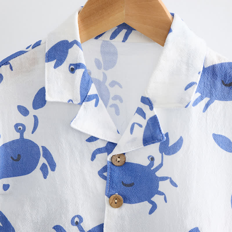 Baby Toddler Crab White Shirt and Shorts 2-piece Set - image 6