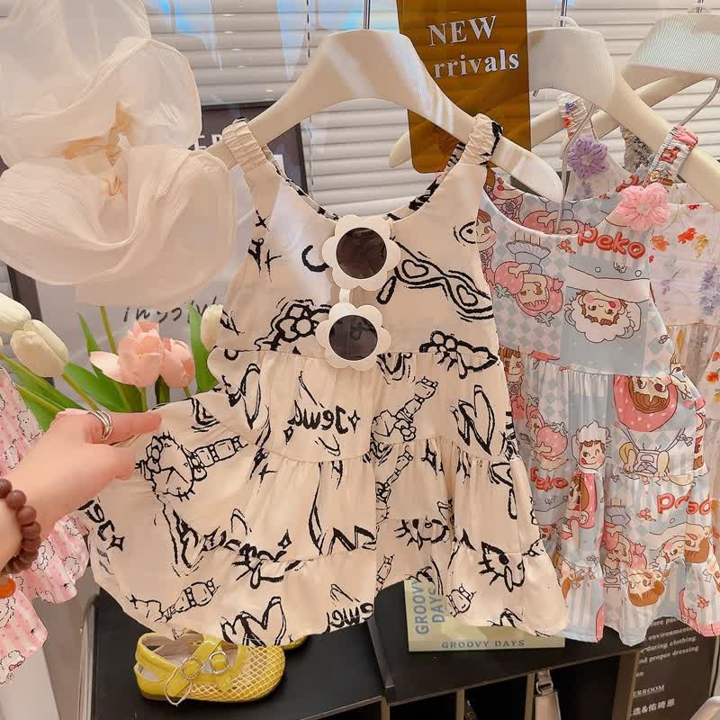 Toddler Girl Floral Cami Dress - White Cat - 10-11T - image 6