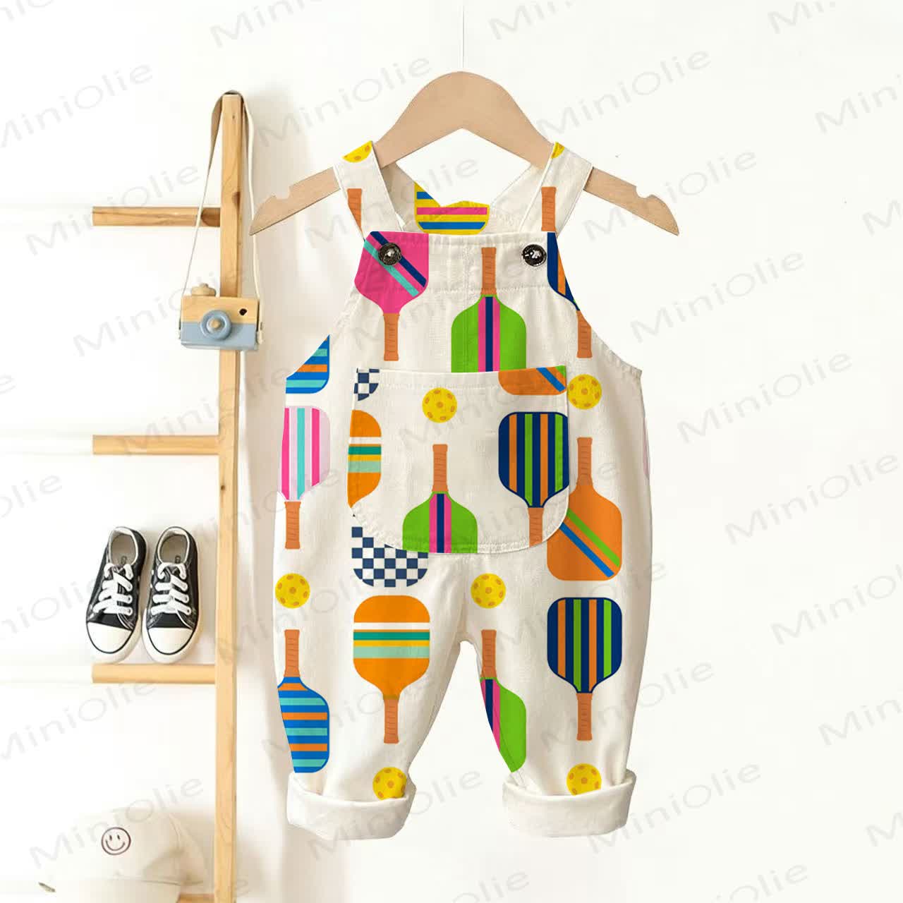 Baby Toddler Bottles Print Overalls - White - 3-5T - image 1