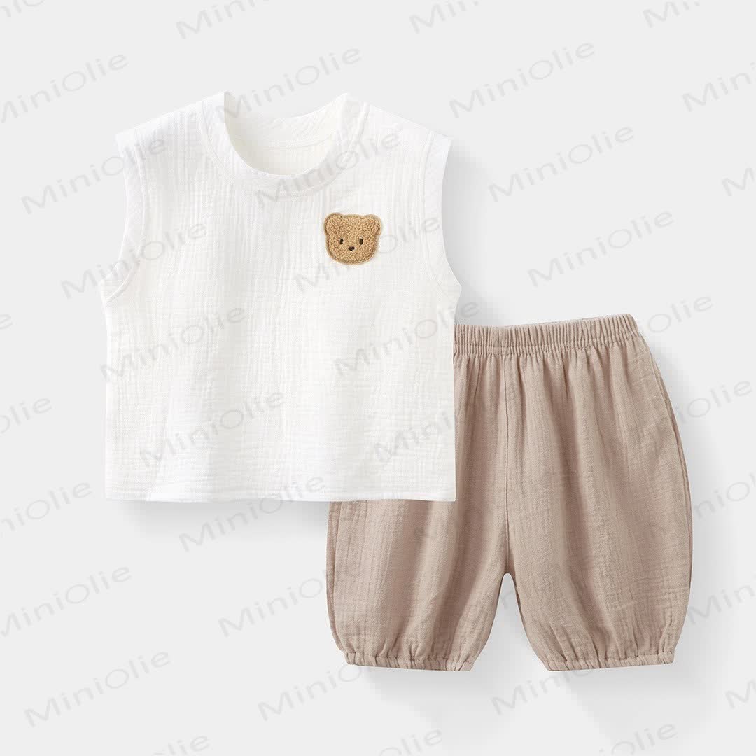 Baby Toddler Bear Sleeveless Set - Beige - 4-5T - image 3