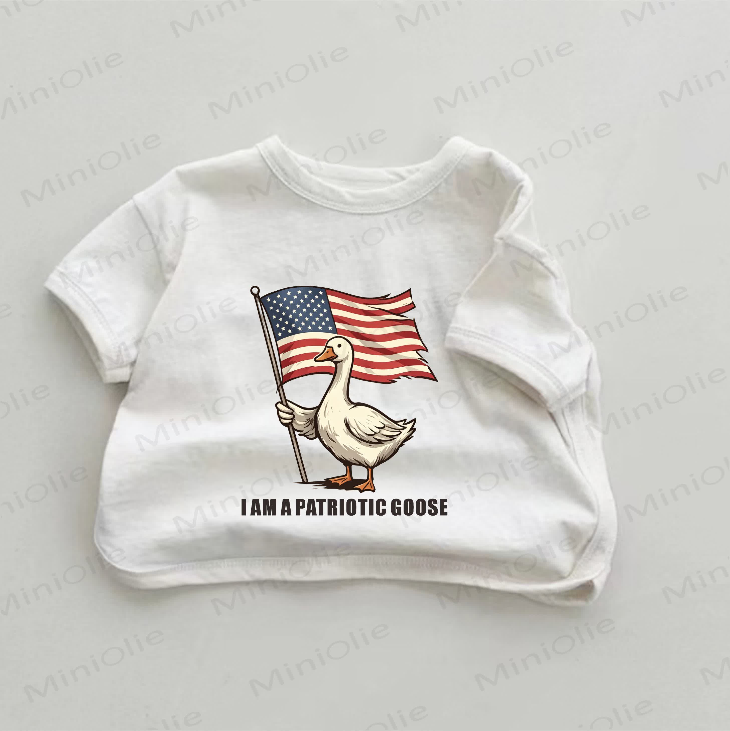 I AM A PATRIOTIC GOOSE Baby White Goose Print T-shirt - White - 18-24M - image 1