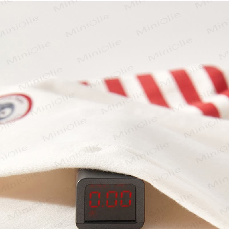 Baby Striped Sleeve Bear Badge Romper - image 11