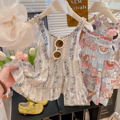 Toddler Girl Floral Cami Dress - Blue Floral - 10-11T - image 4