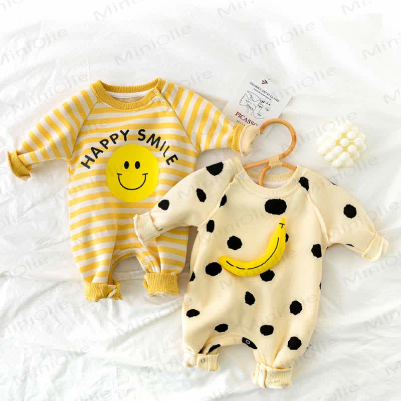 HAPPY SMILE Baby Banana Striped Romper (no inner fleece) - image 5
