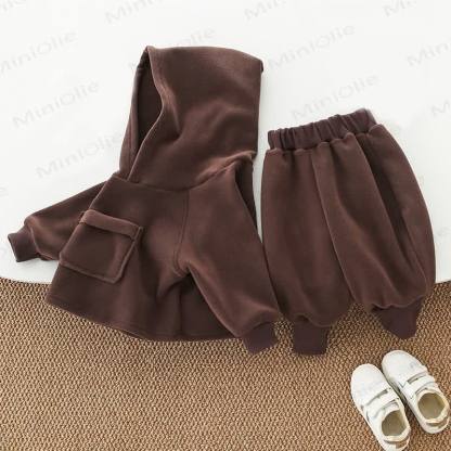 Toddler Kid Solid Color Fleece Lined 2-piece Set - image 3