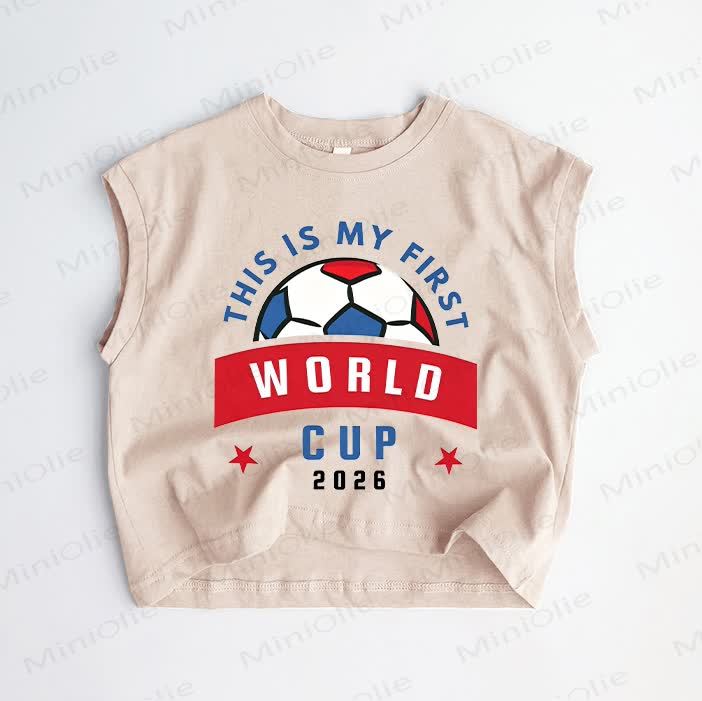 THIS IS MY FIRST WORLD CUP 2026 Baby Toddler Football Print Khaki Tank Top - Khaki - 3-5T - image 1