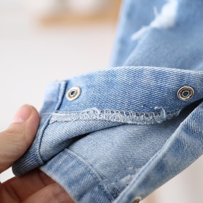 Baby Hole Denim Pocket Romper - image 6