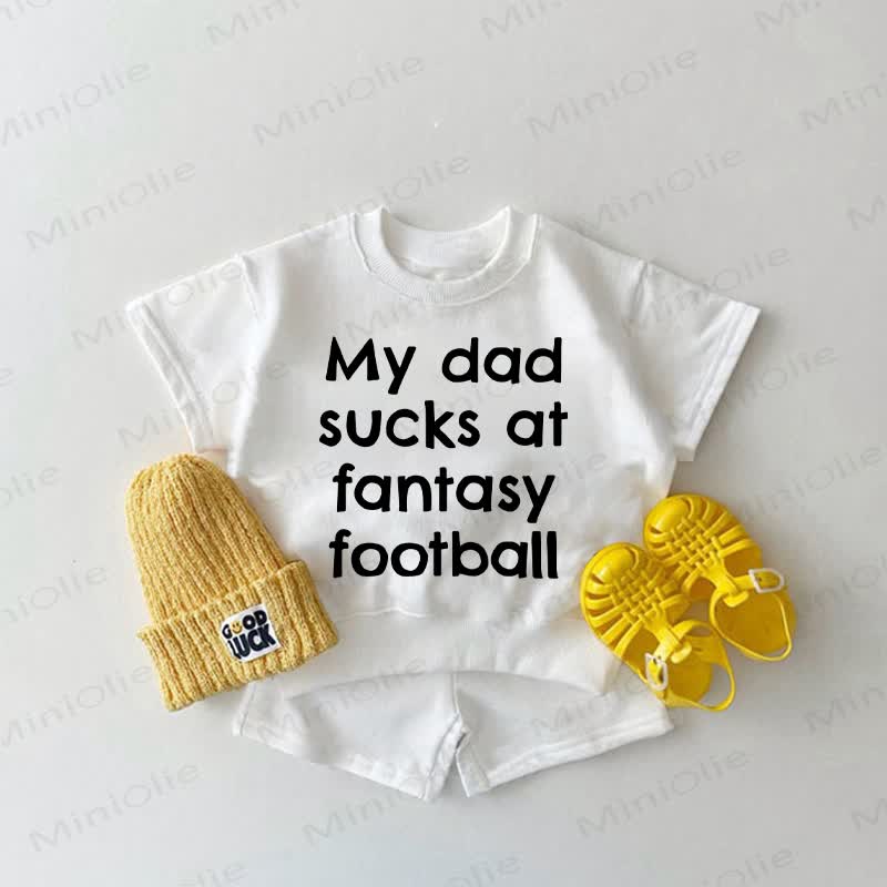 MY DAD SUCKS AT FANTACY FOOTBALL Baby 2-piece White Set - White - 2-3T - image 1