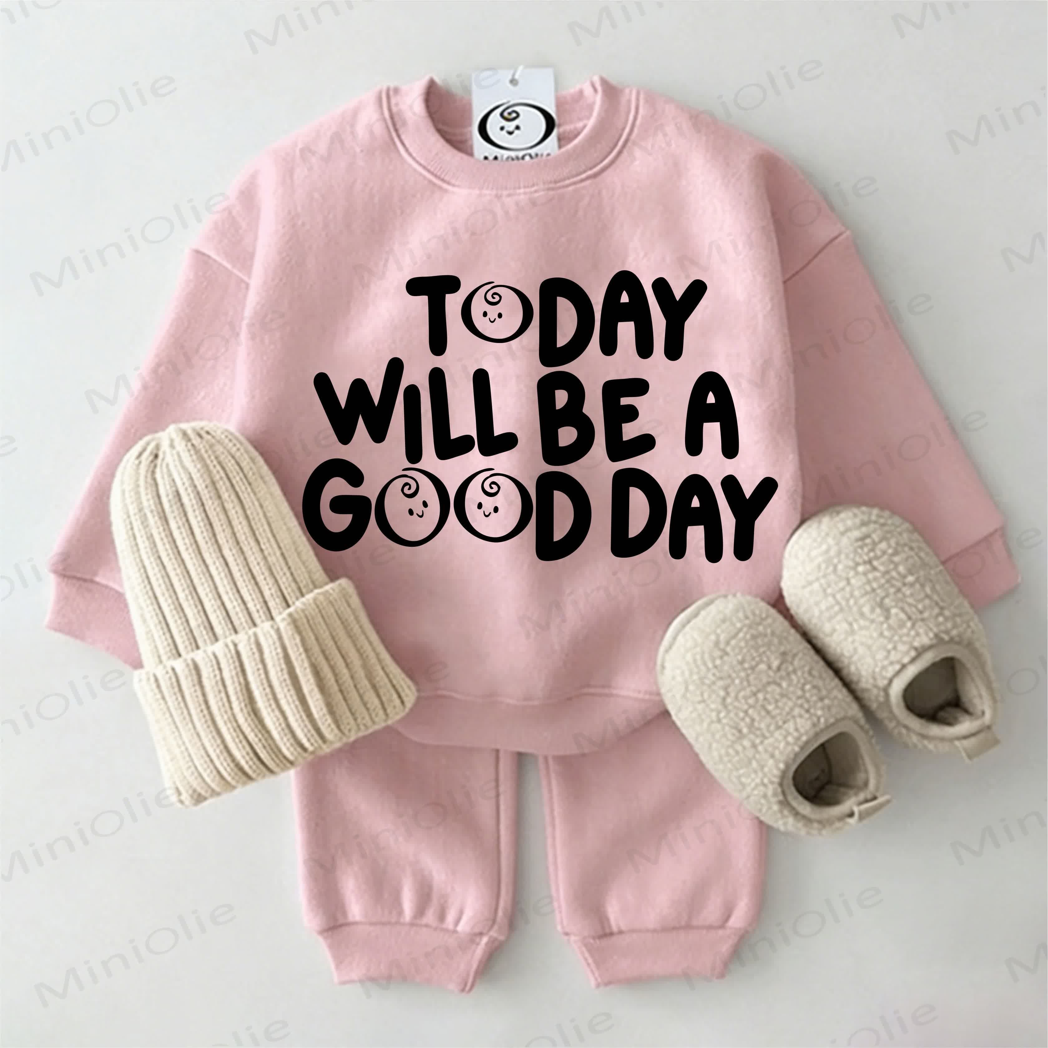 TODAY WILL BE A GOOD DAY Baby Sweatshirt 2-piece Set - Pink - 2-3T - image 7