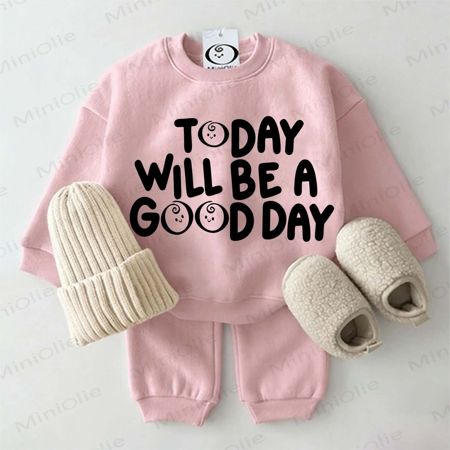 TODAY WILL BE A GOOD DAY Baby Sweatshirt 2-piece Set - Pink - 2-3T - image 7