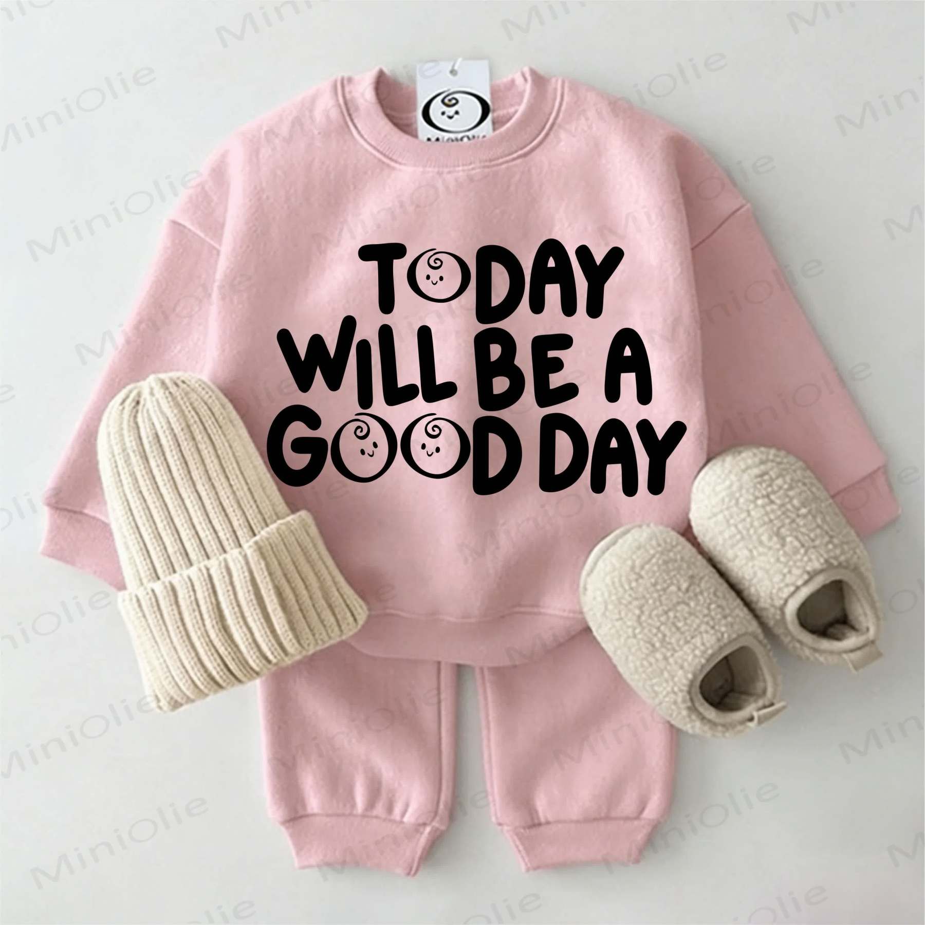 TODAY WILL BE A GOOD DAY Baby Sweatshirt 2-piece Set - Pink - 2-3T - image 7