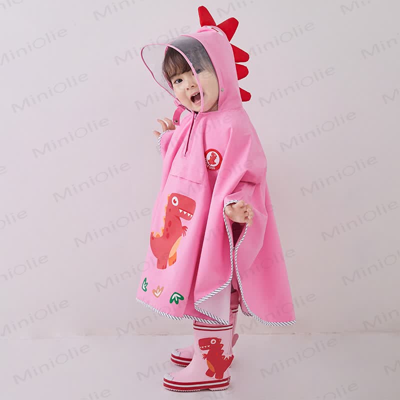 Toddler Dinosaur Hooded Cloak Raincoat - Pink - 3-6T - image 28