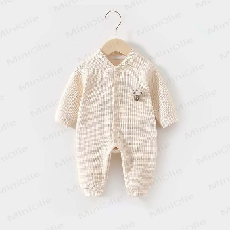 Baby Mushroom Patch Waffle Romper - Beige - 18-24M - image 5