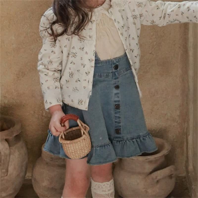 Toddler Girl Denim Ruffle Suspender Skirt - image 5