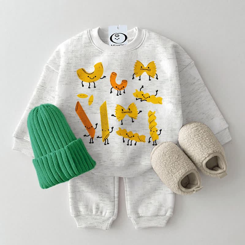 Baby Pasta Print Sweatshirt 2-piece Set - Light Grey - 2-3T - image 3