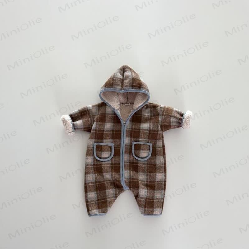 Baby Plaid Fleece Romper - Brown - 18-24M - image 4