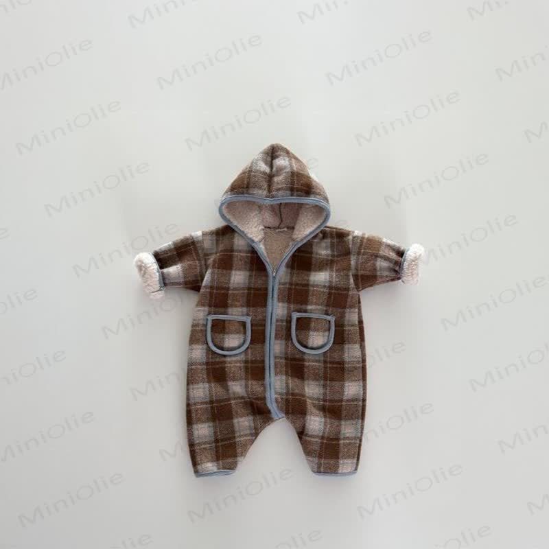 Baby Plaid Fleece Romper - Brown - 18-24M - image 4