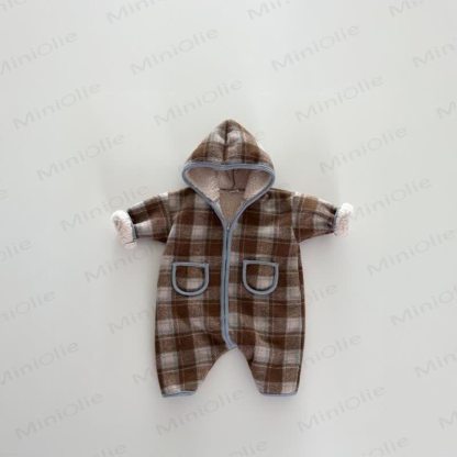 Baby Plaid Fleece Romper - Brown - 18-24M - image 4
