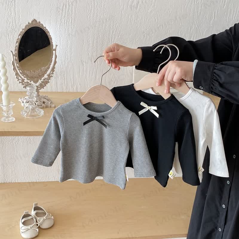 Baby Girl Bow Simple Base Layer T-Shirt - image 9