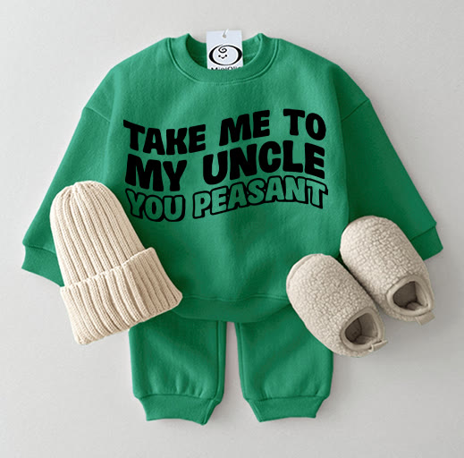 TAKE ME TO MY UNCLE YOU PEASANT Baby 2-piece Set - Green - 2-3T - image 3