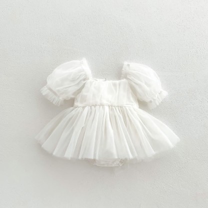 Baby Solid Color Tutu Skirted Bodysuit - White - 18-24M - image 10