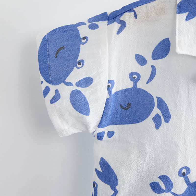 Baby Toddler Crab White Shirt and Shorts 2-piece Set - image 4
