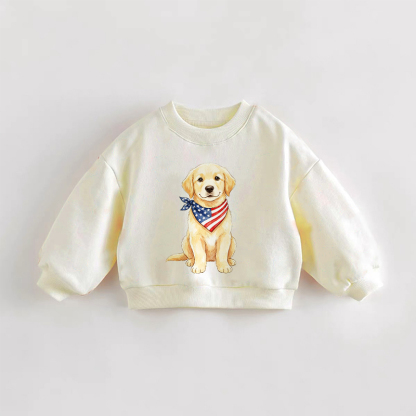 Baby Toddler Independence Day Golden Retriever Sweatshirt - Cream - 3-5T - image 1