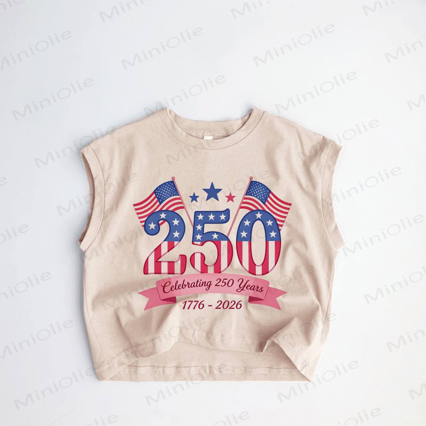 250 CELEBRATING 250 YEARS 1776-2026 Baby Toddler American Flag Khaki Tank Top - Khaki - 3-5T - image 1