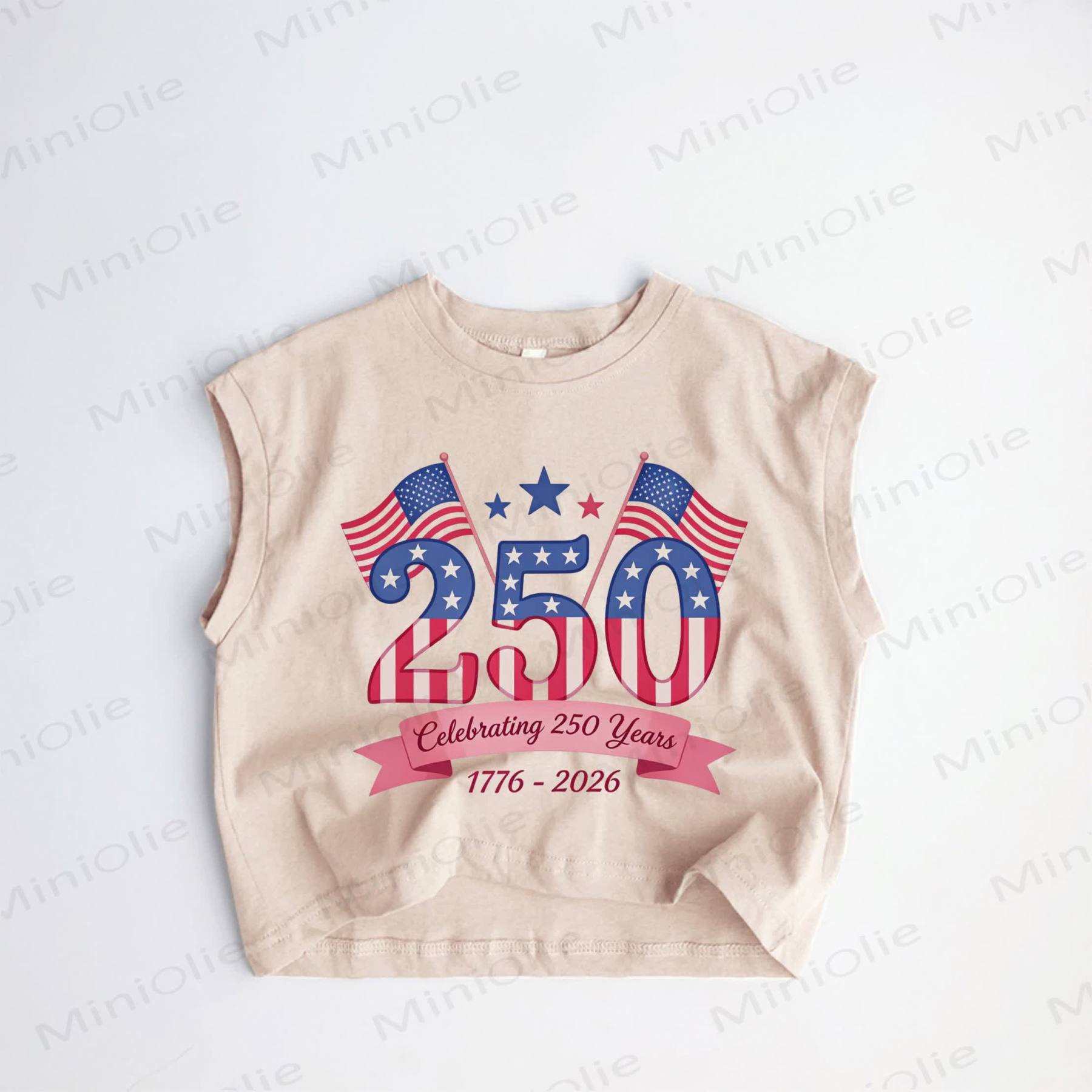 250 CELEBRATING 250 YEARS 1776-2026 Baby Toddler American Flag Khaki Tank Top - Khaki - 3-5T - image 1