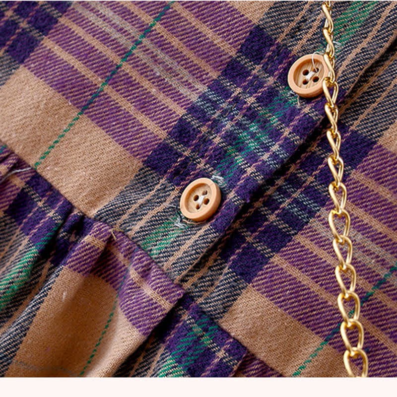 Baby Plaid Dress with Bear Doll - image 3