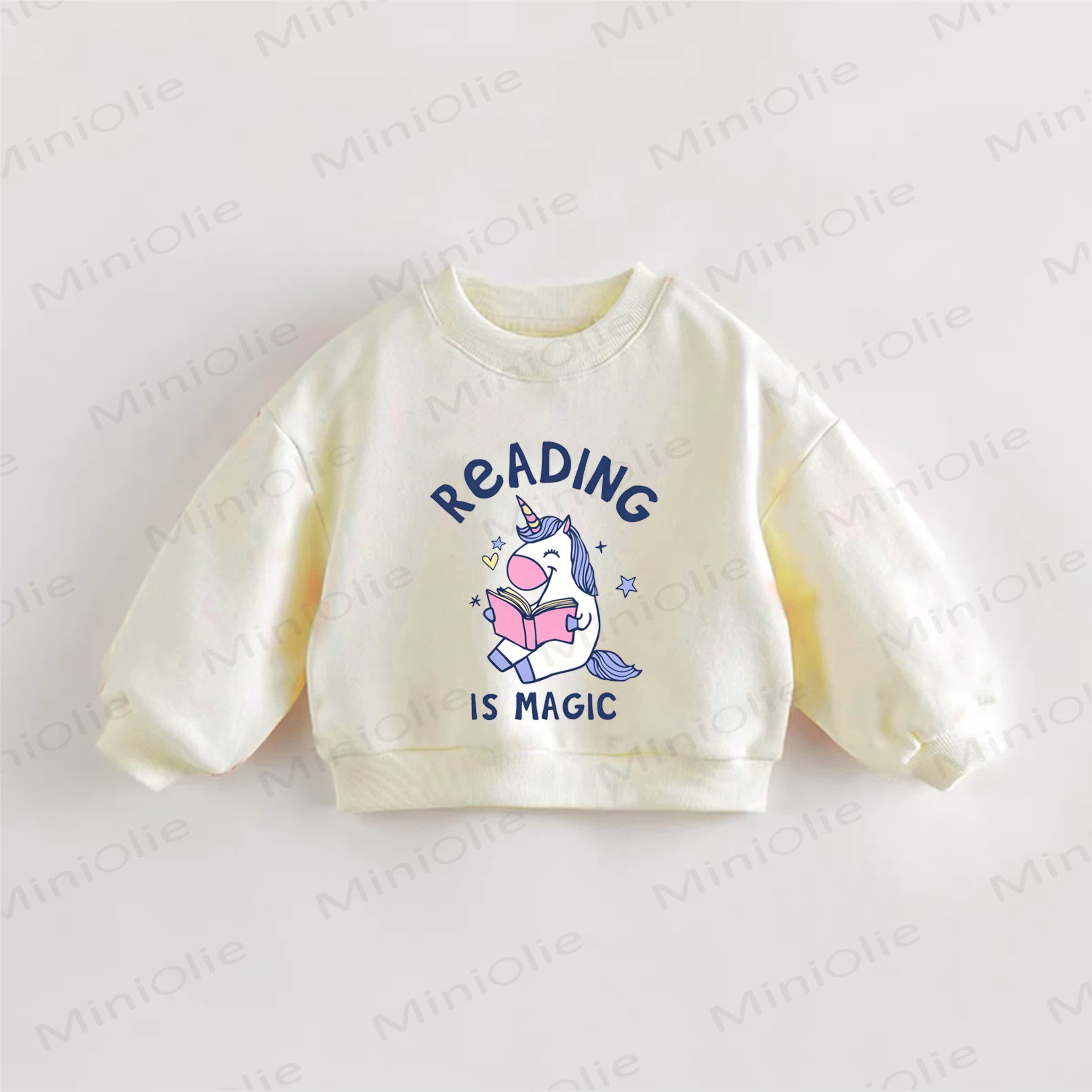 READING IS MAGIC Baby Toddler Sweatshirt - Cream - 3-5T - image 1
