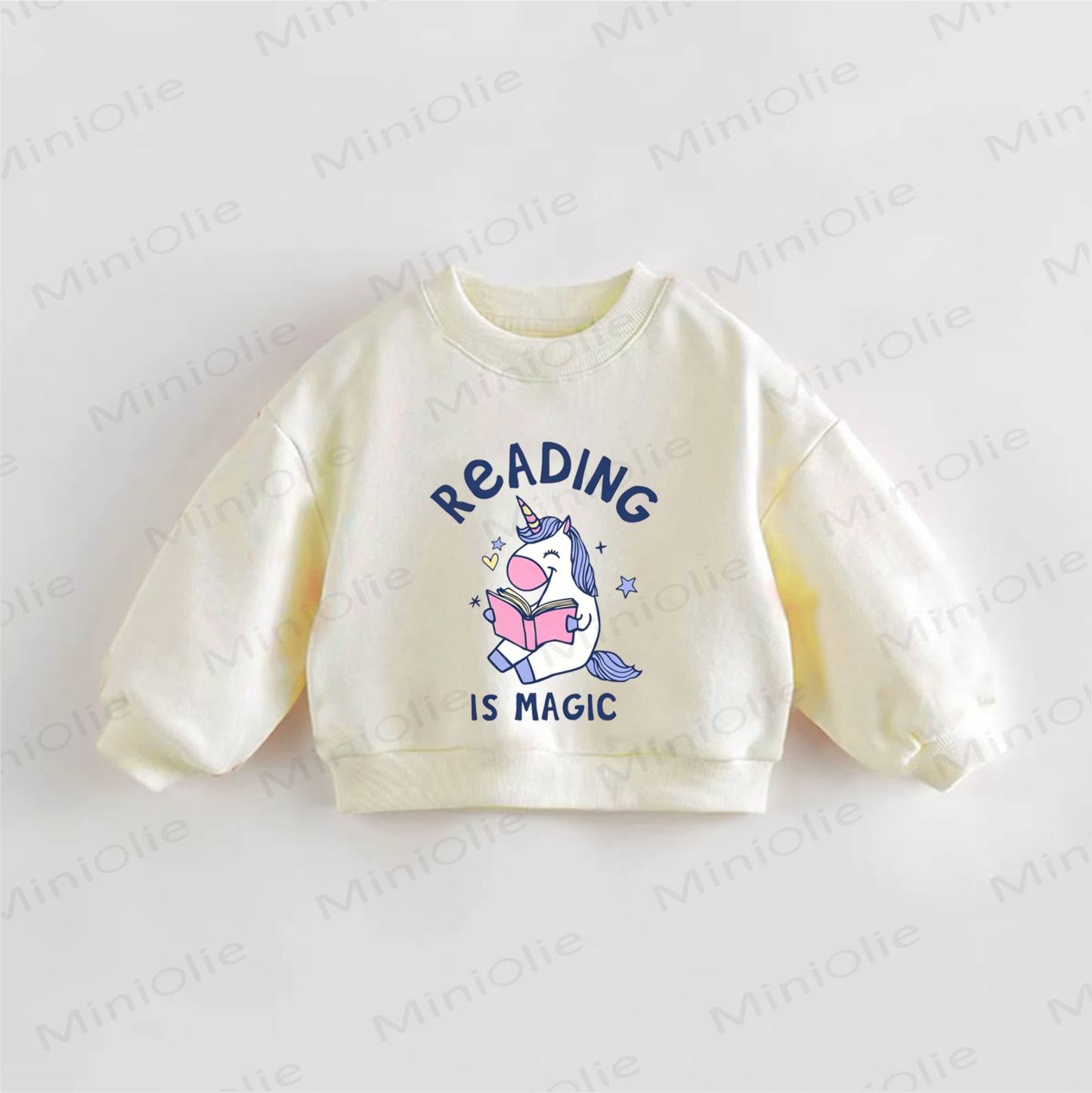 READING IS MAGIC Baby Toddler Sweatshirt - Cream - 3-5T - image 1