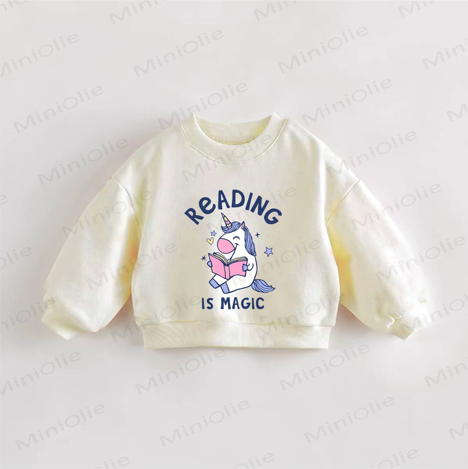 READING IS MAGIC Baby Toddler Sweatshirt - Cream - 3-5T - image 1