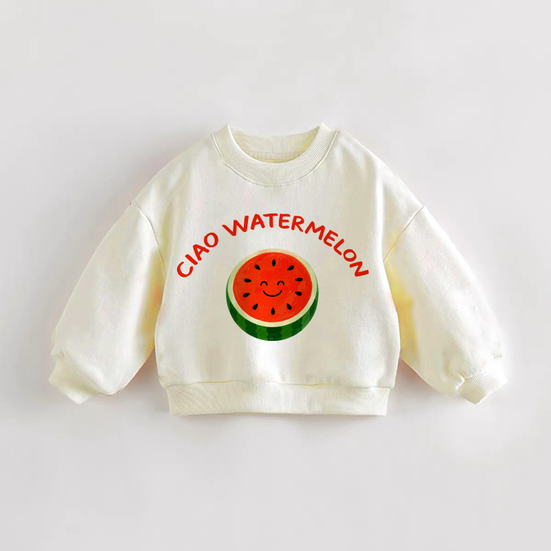 CIAO WATERMELON Baby Toddler Smiling Watermelon Sweatshirt - Cream - 3-5T - image 1
