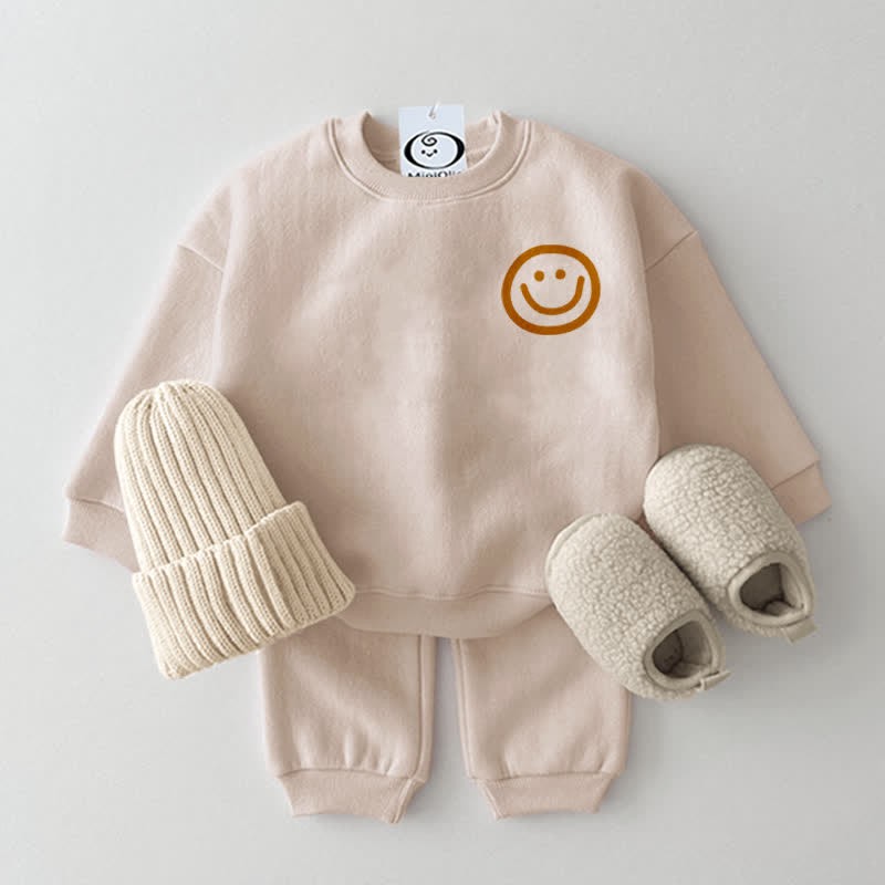 Baby 2-Piece Simple Cute Smile Set - Beige - 2-3T - image 1