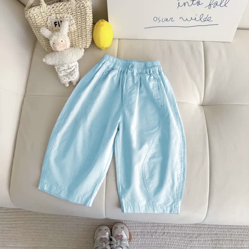 Toddler Girls Soft Cotton Solid Color Pants - Sky Blue - 8-9T - image 4